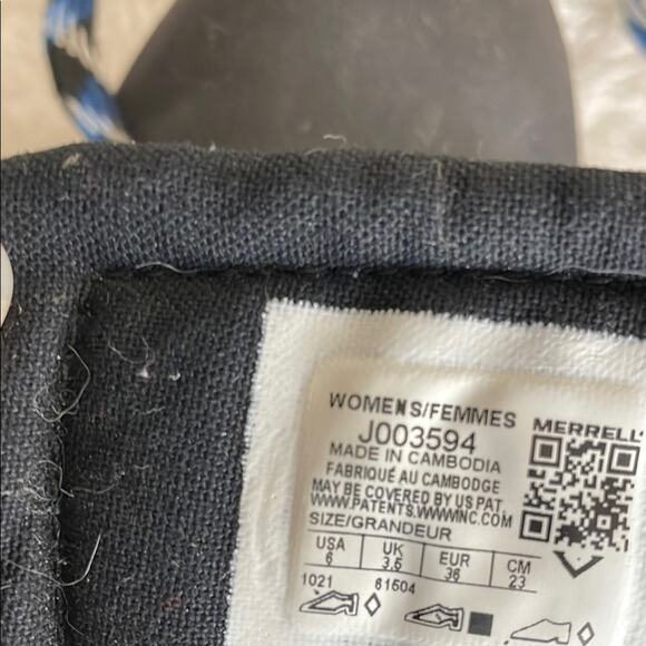 Merrell Hiking Faux Leather Lace Up Boots Women's 6 Black With Blue Strings - Picture 9 of 10